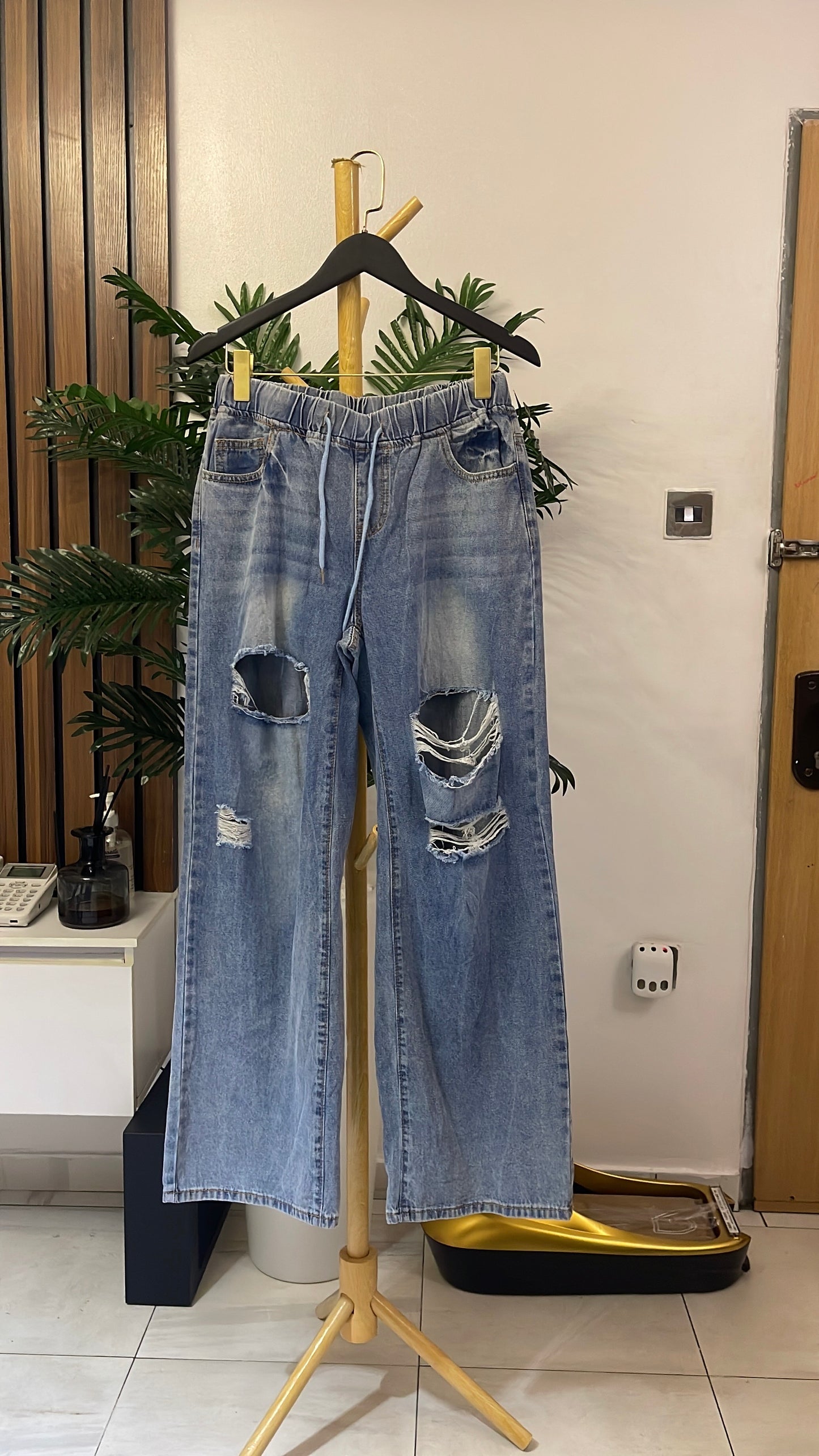 Blue Ripped Boyfriend Jeans