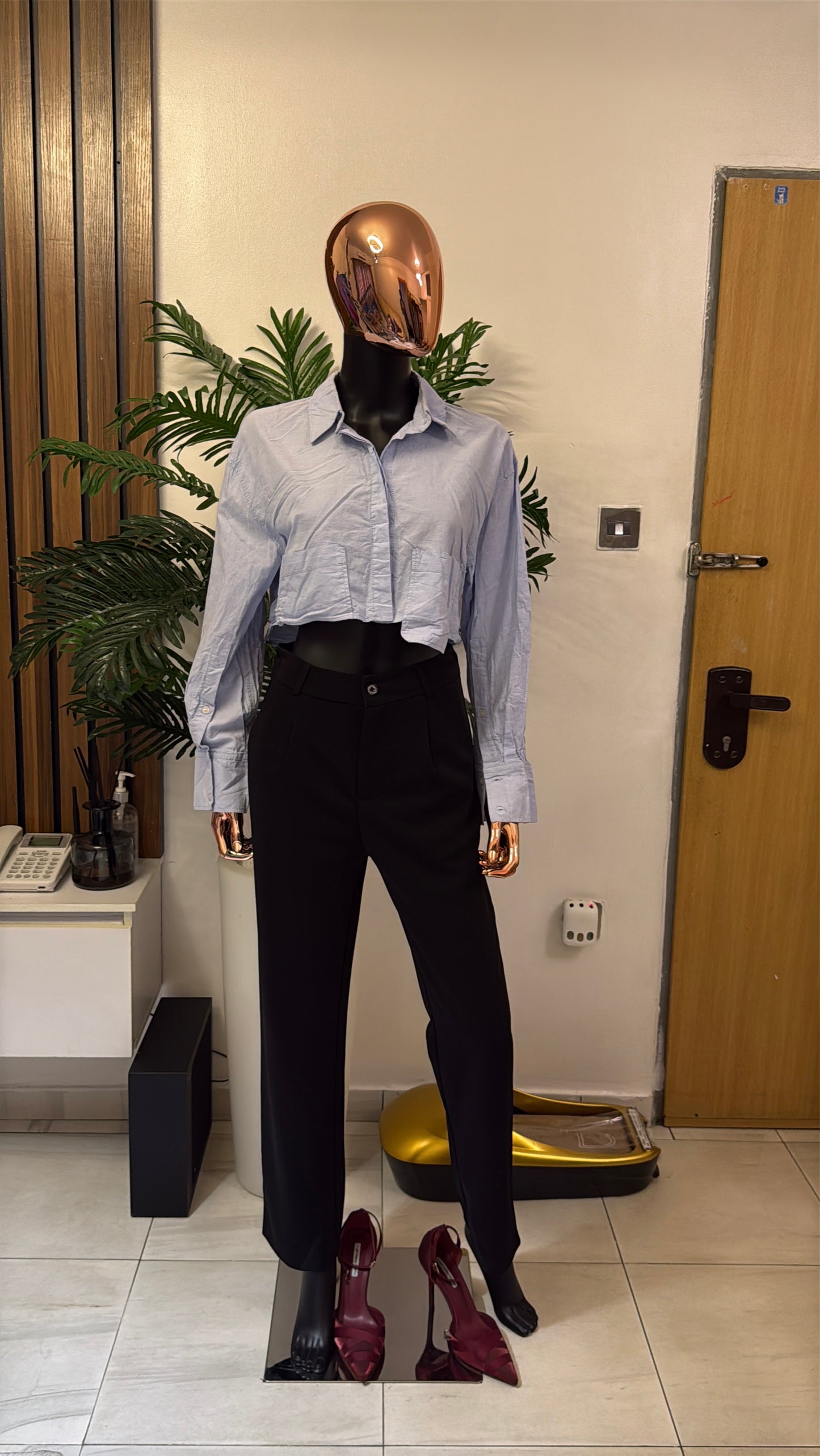 Blue Crop Blouse