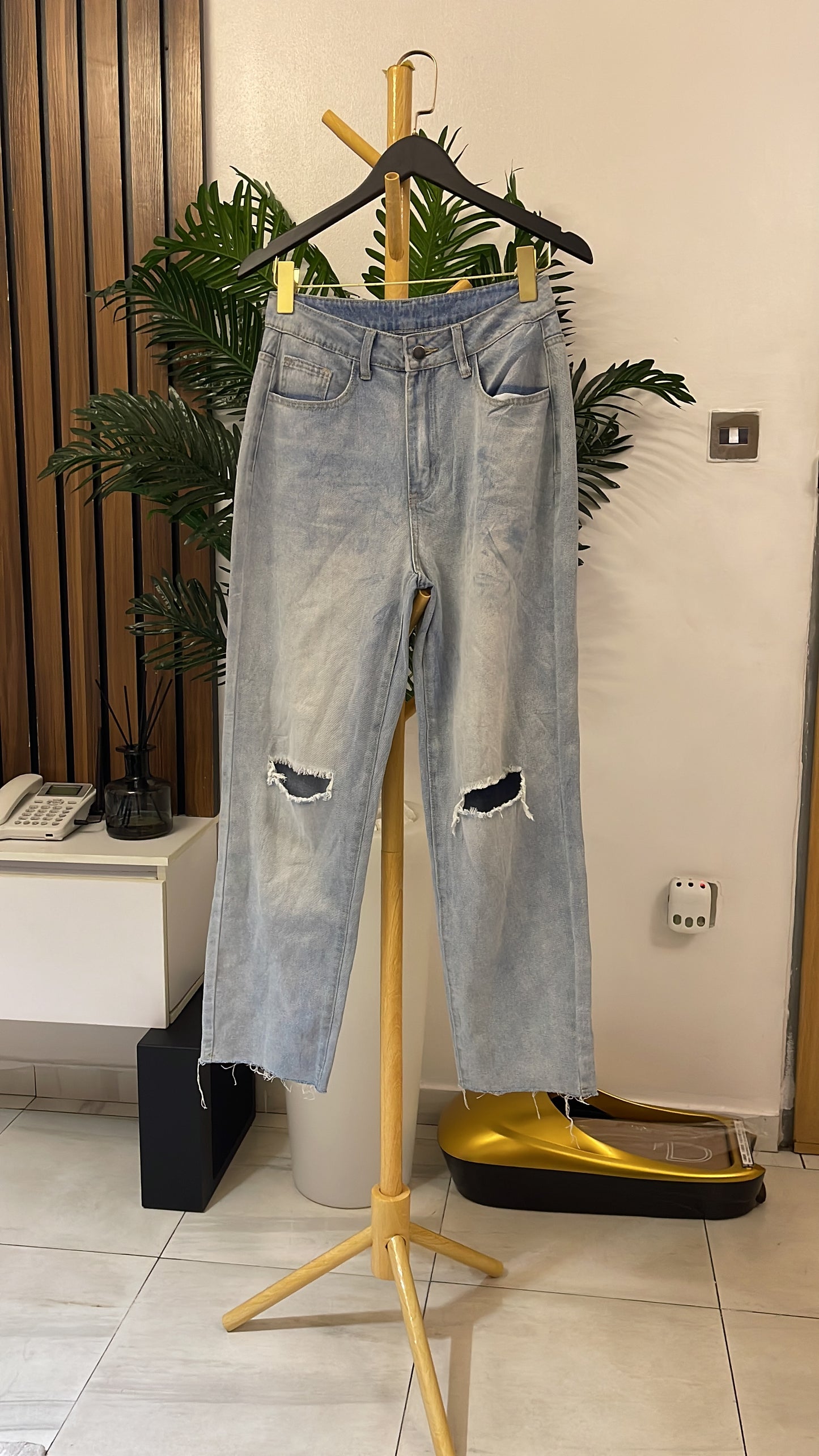 Blue Ripped Boyfriend Jeans