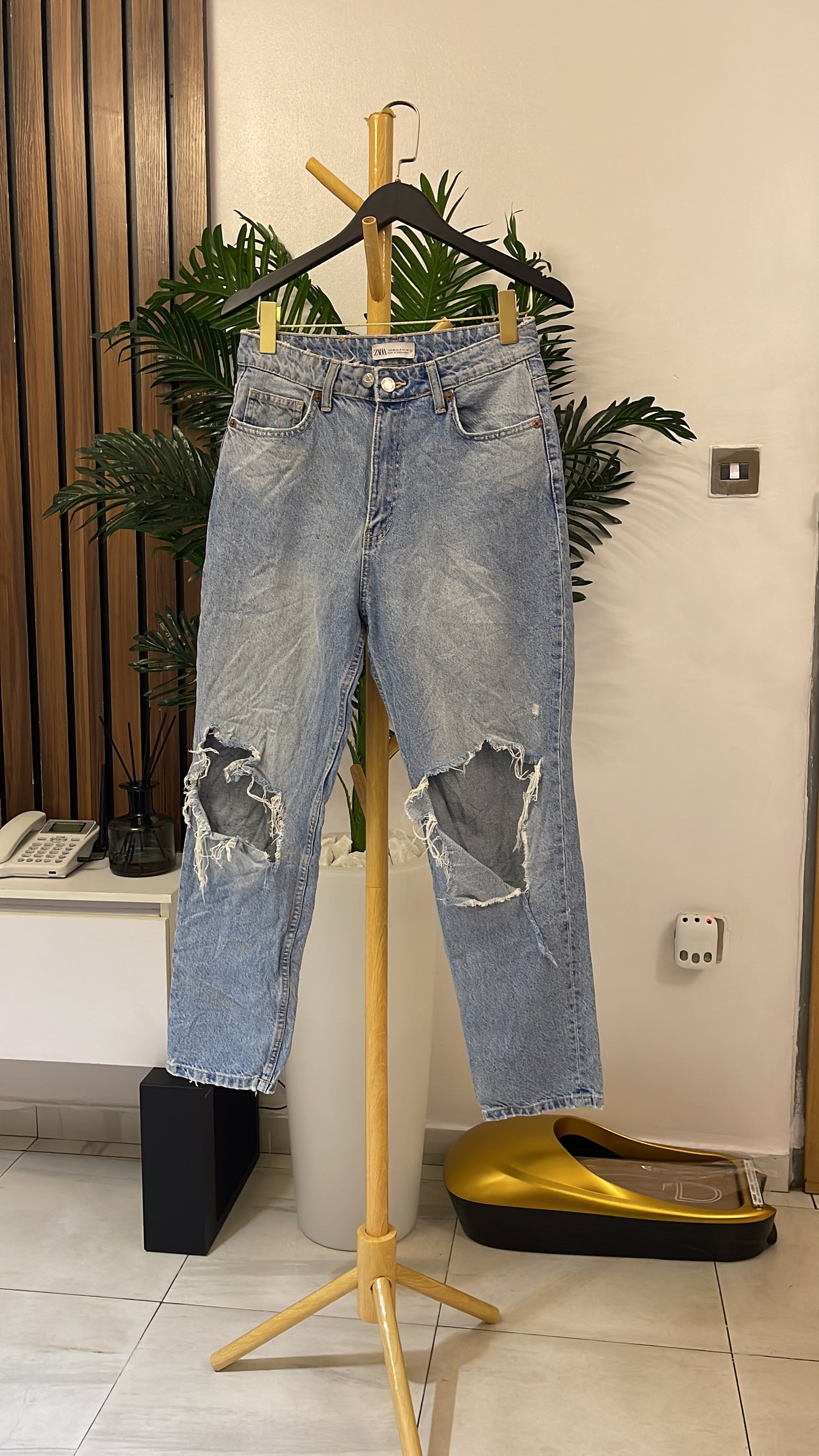 Blue Ripped Boyfriend Jeans