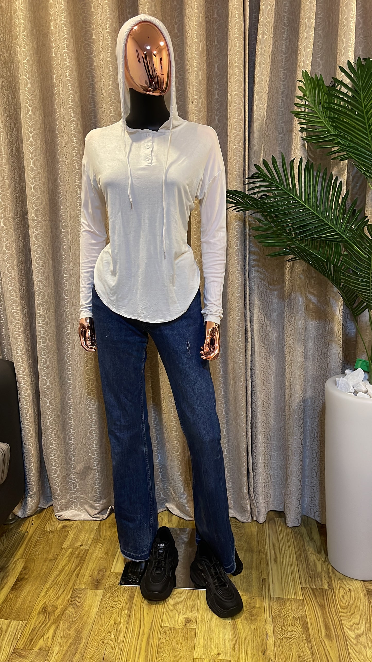 White Hoodie Top