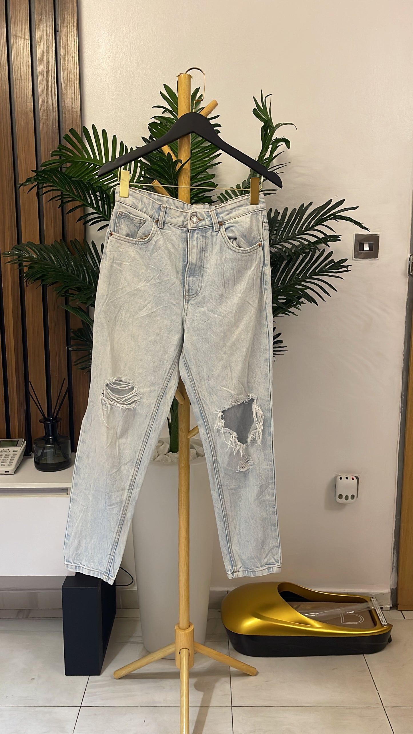 Blue Ripped Mom Jeans