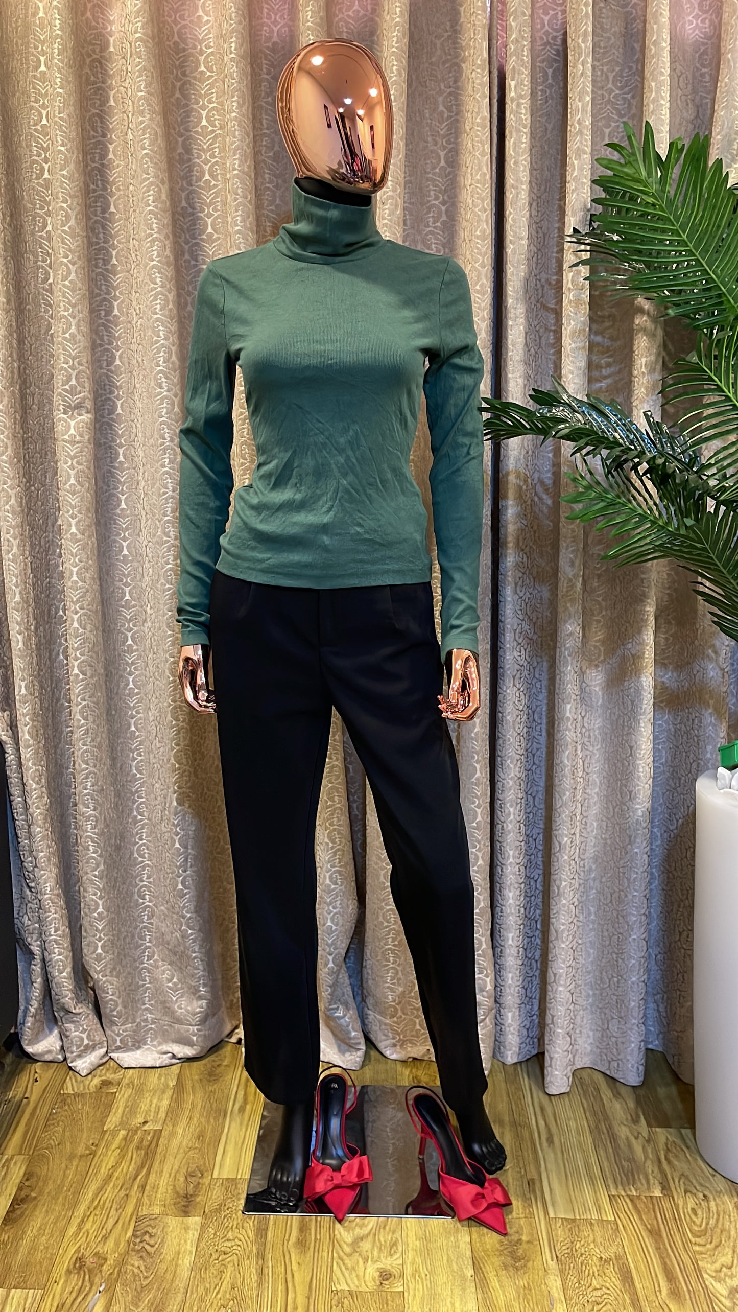 Green Turtleneck Top