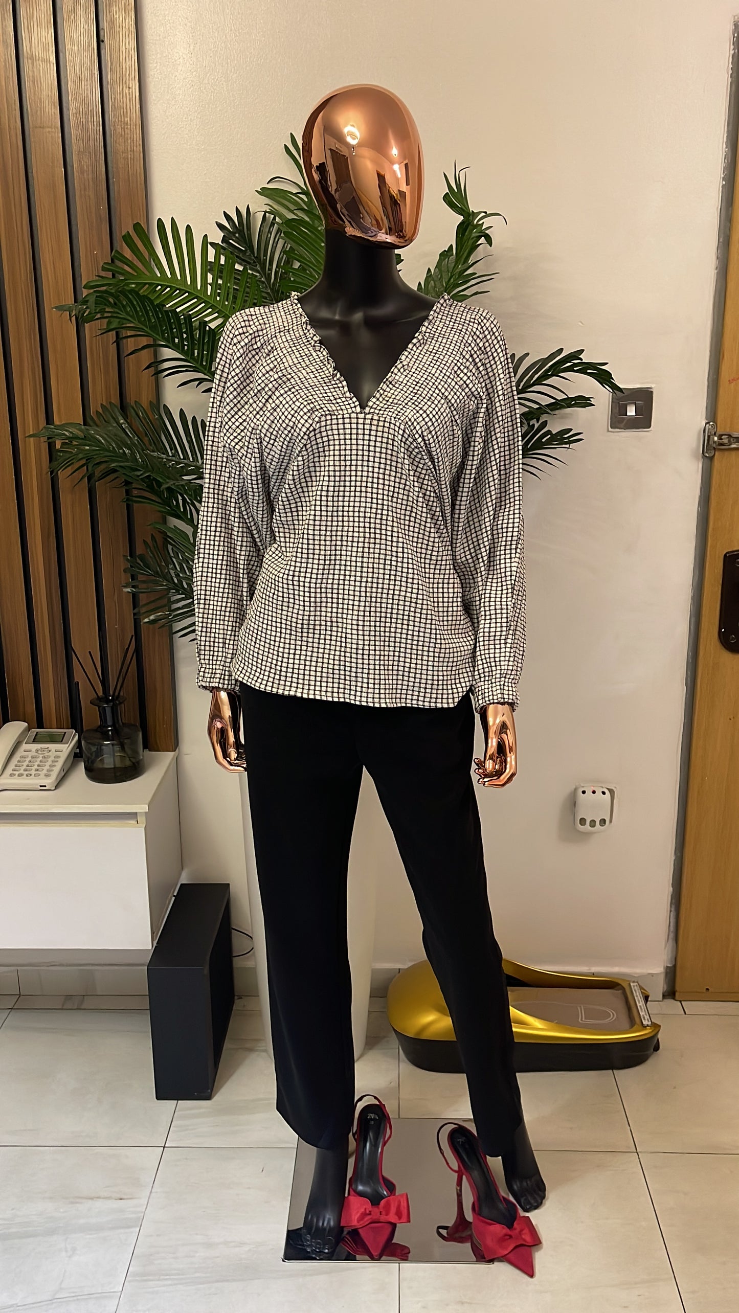 White and Black Blouse