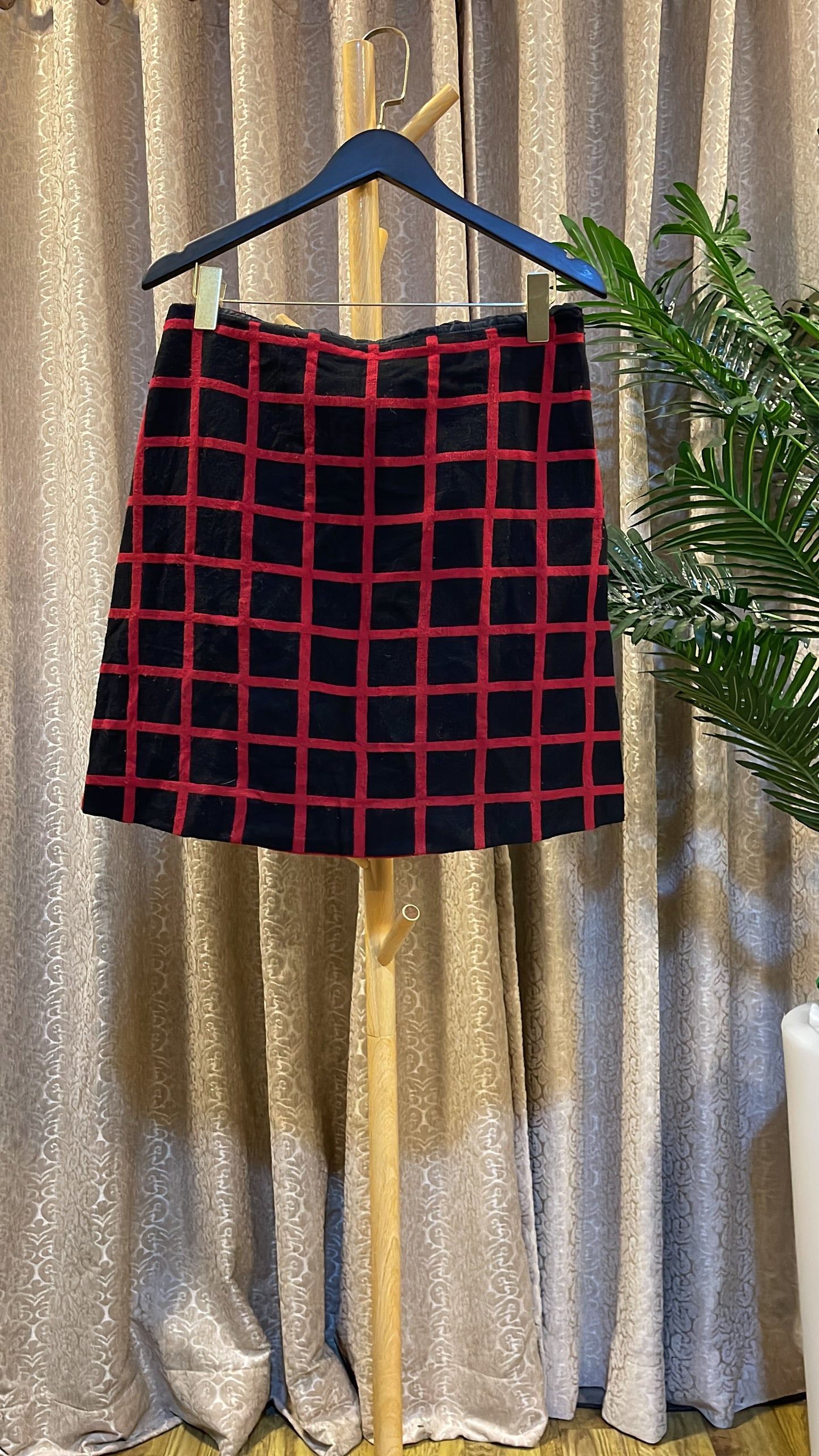 Black and Red Checkered Skirt