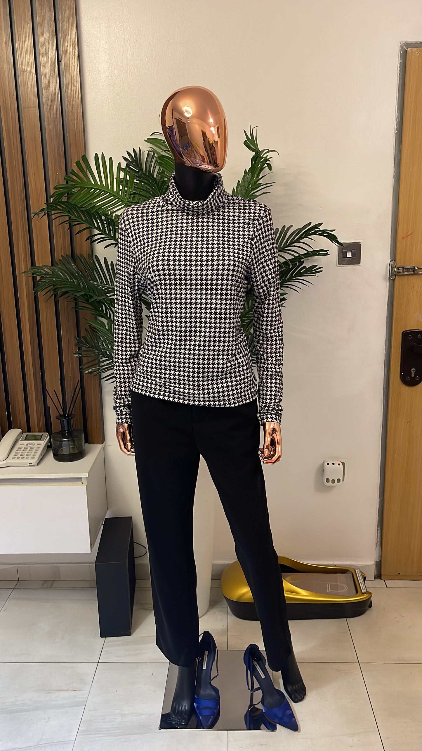 Black and White Turtleneck Top