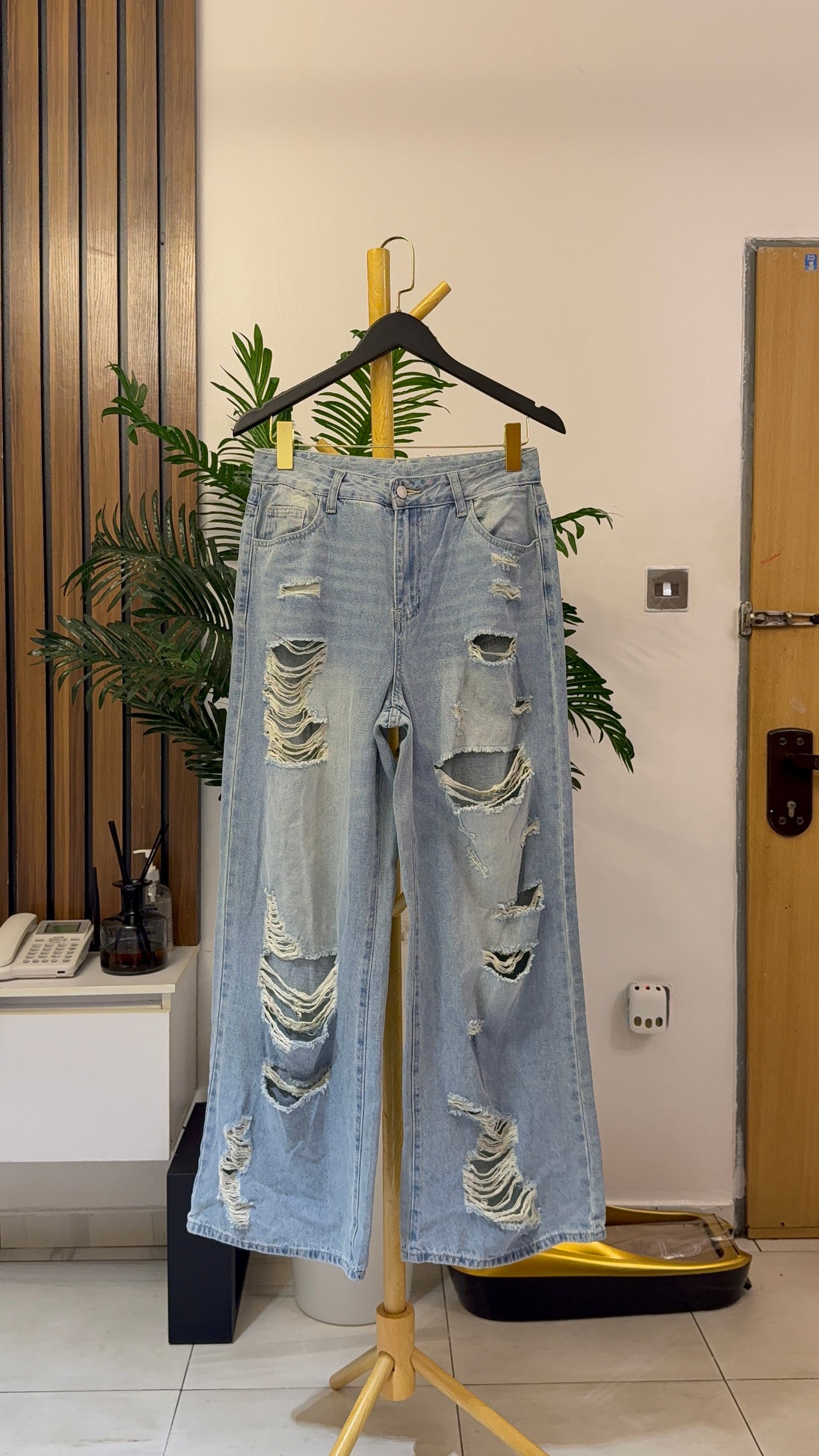Blue Ripped Baggy Jeans