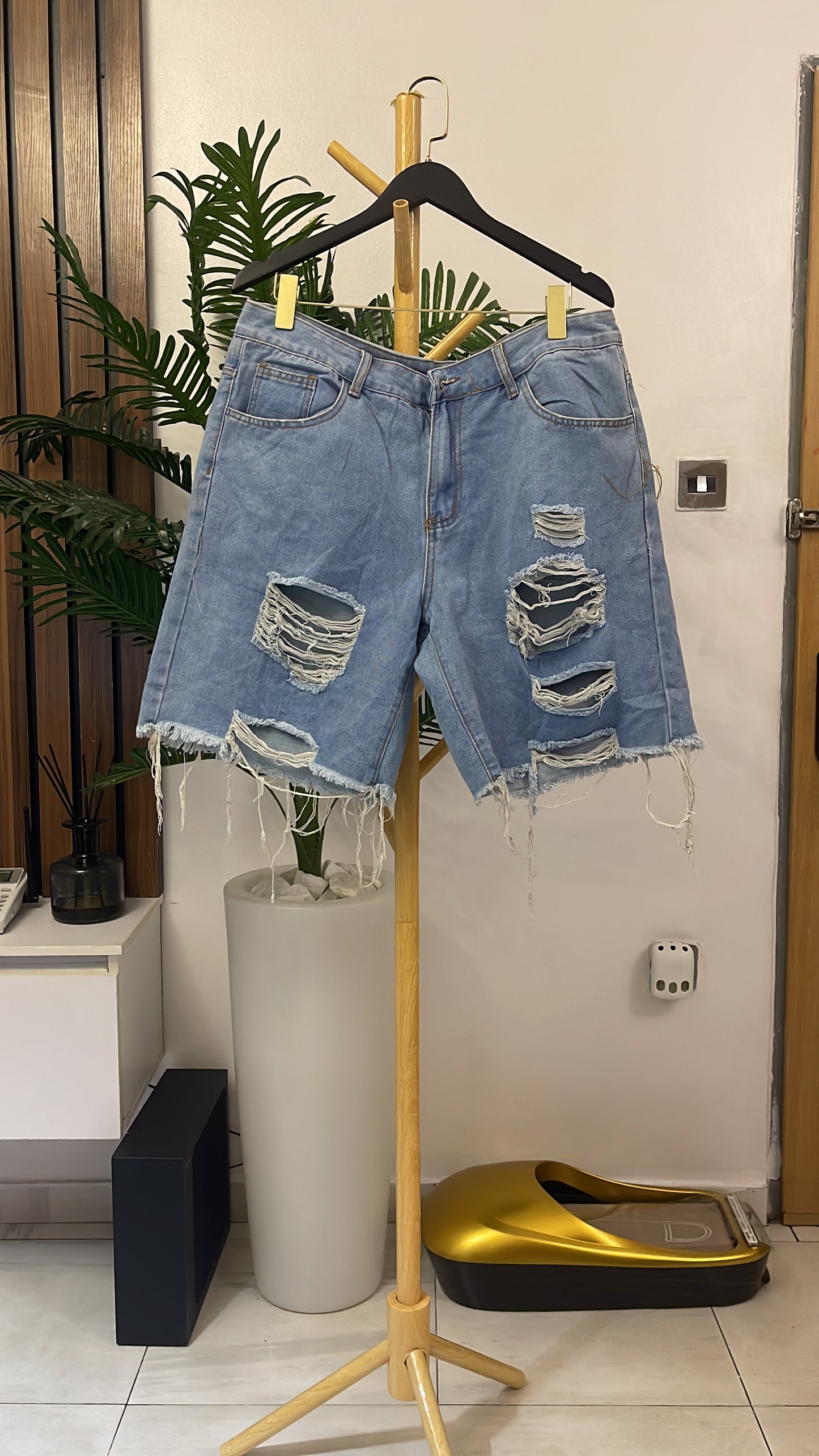 Blue Ripped Jort