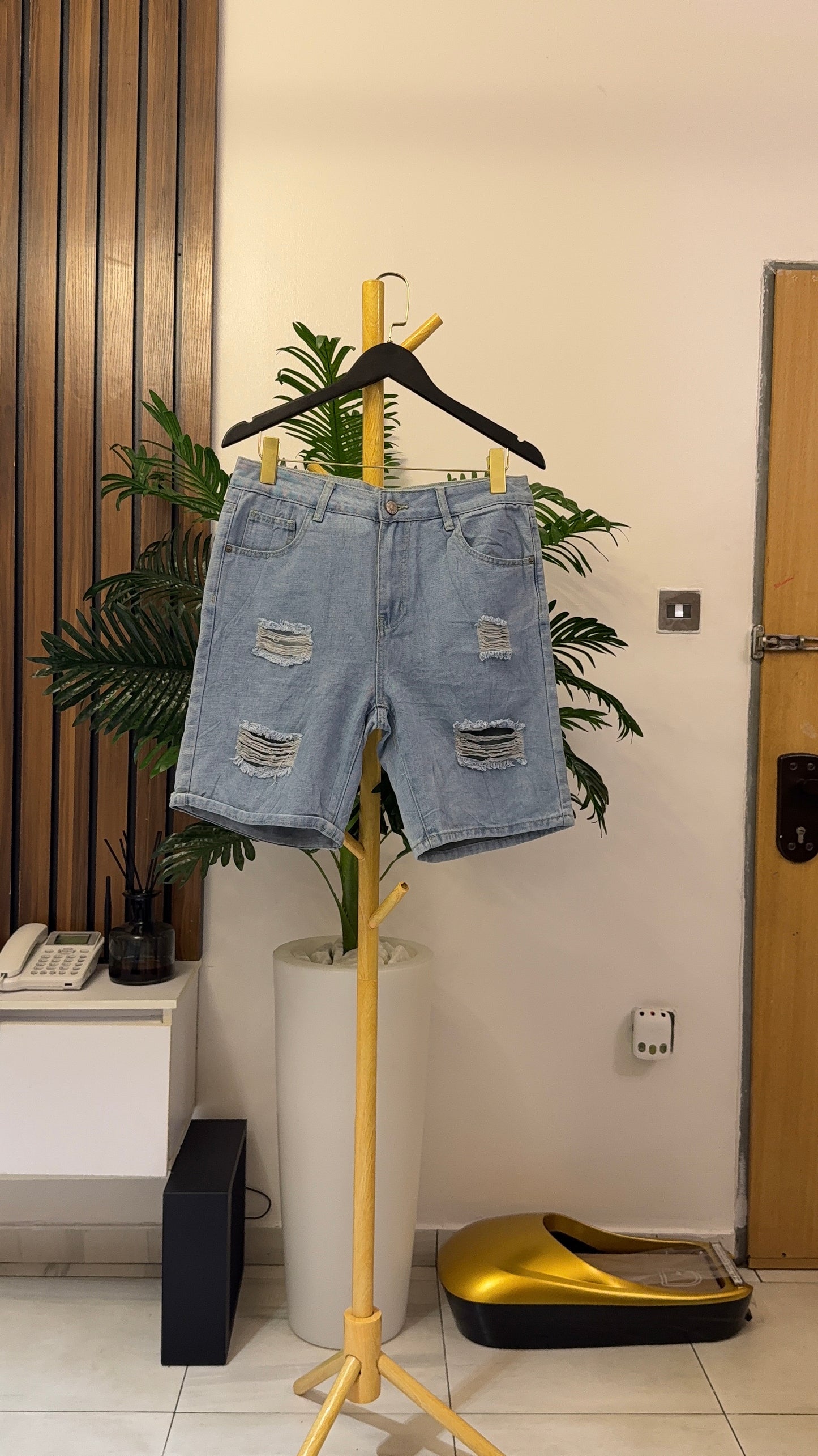 Blue Ripped Jort