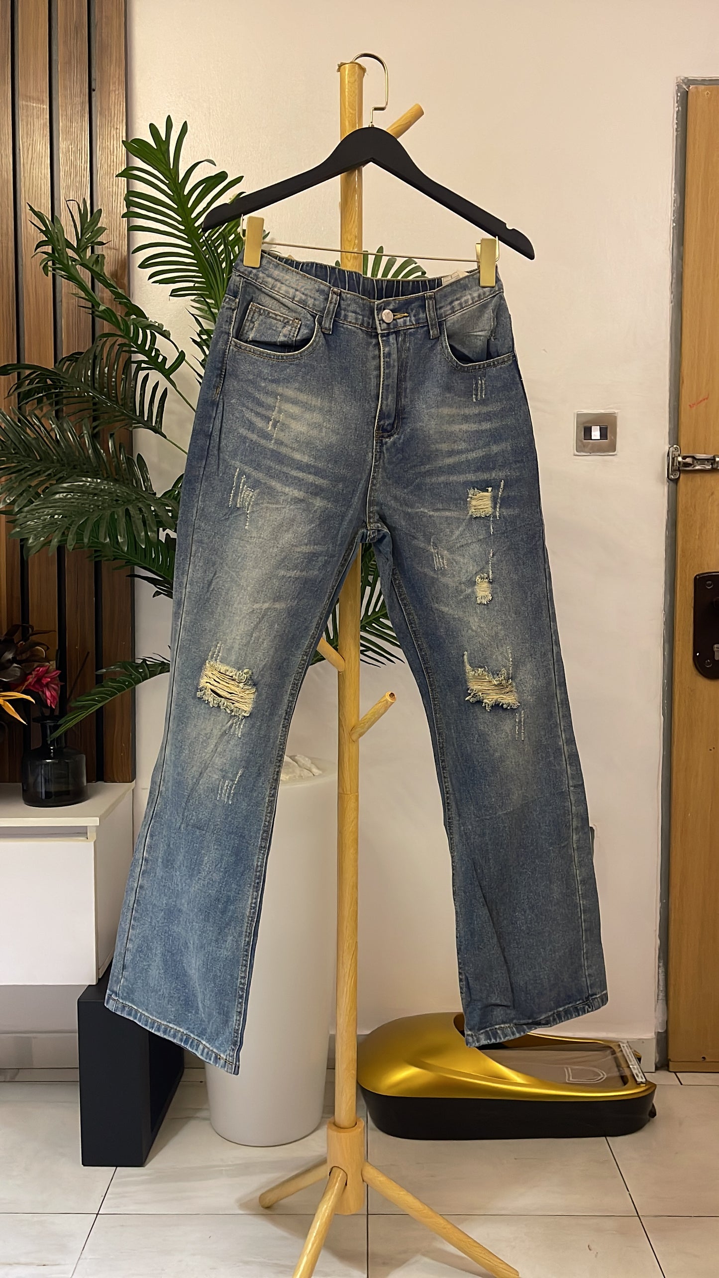 Blue Ripped Boyfriend Jeans