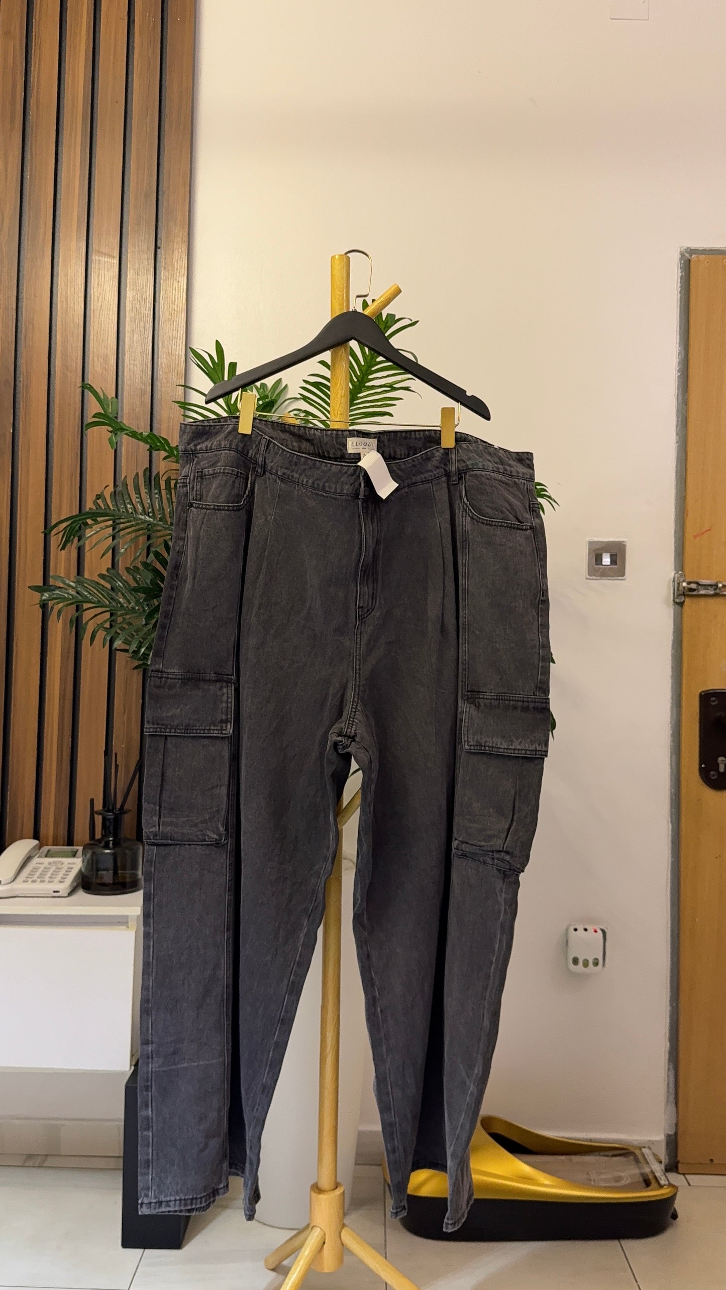 Gray Combat Baggy Jeans