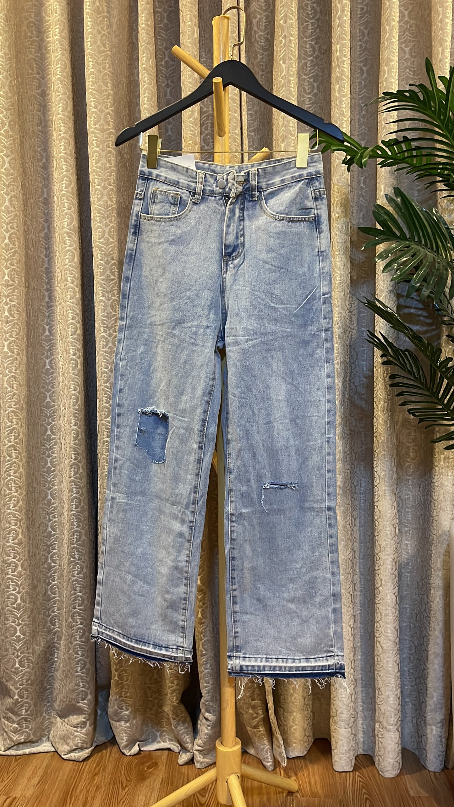 Blue Ripped Boyfriend Jeans