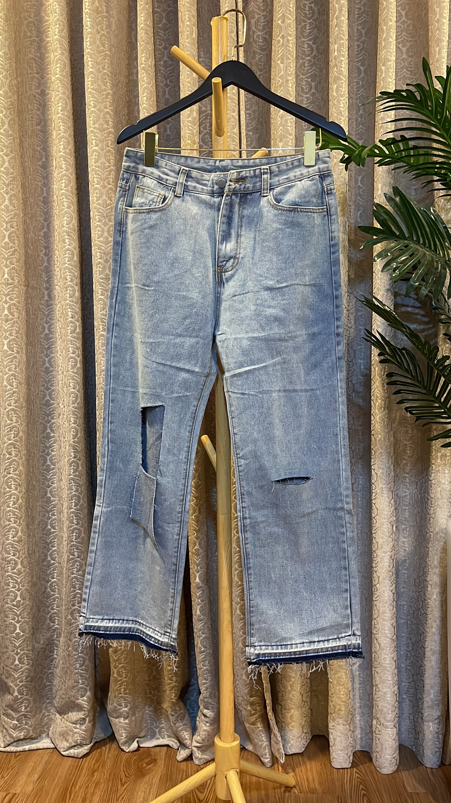 Blue Ripped Boyfriend Jeans