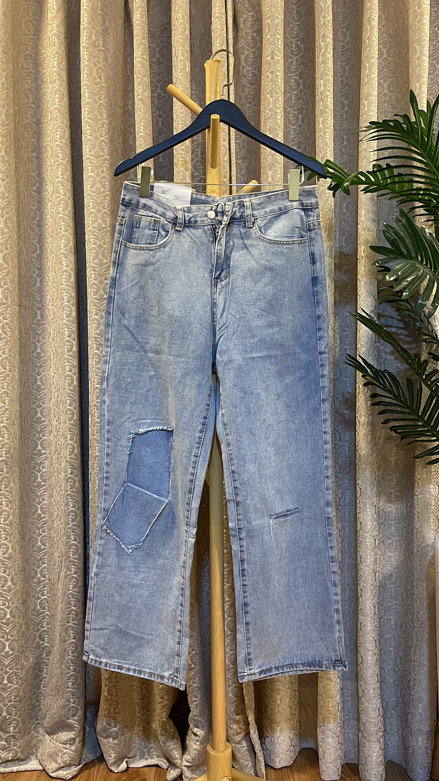 Blue Ripped Boyfriend Jeans