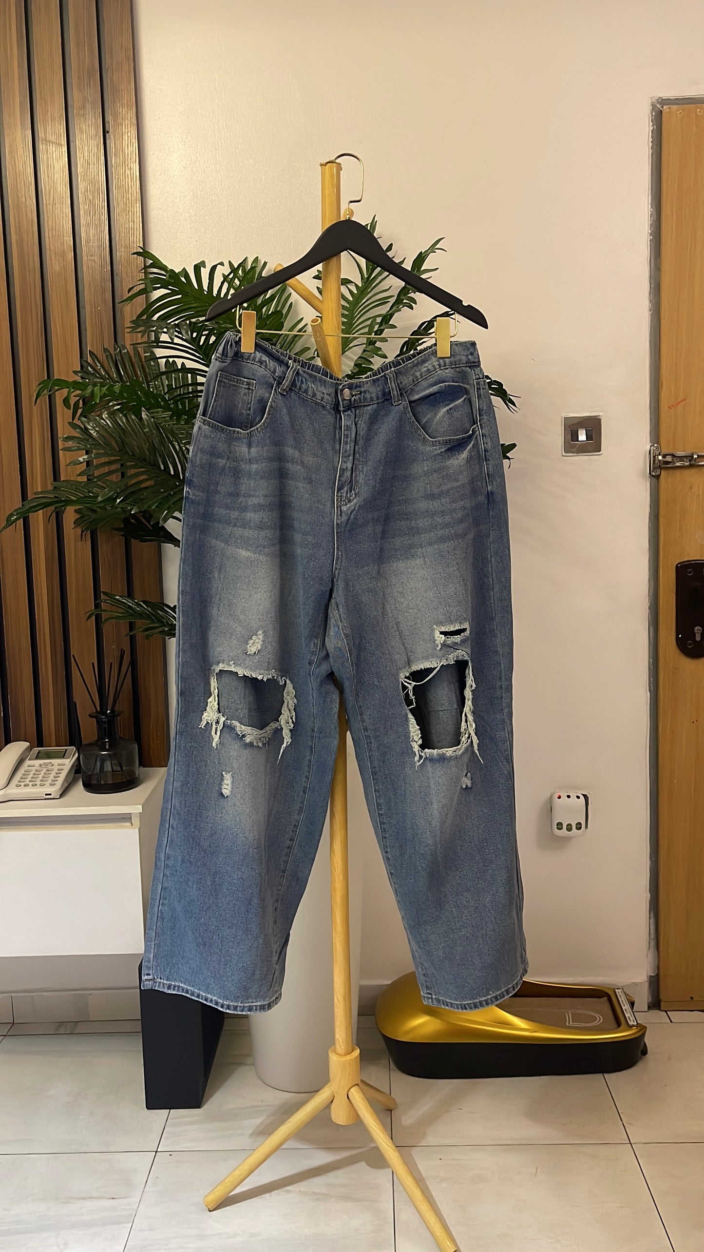 Blue Ripped Baggy Jeans