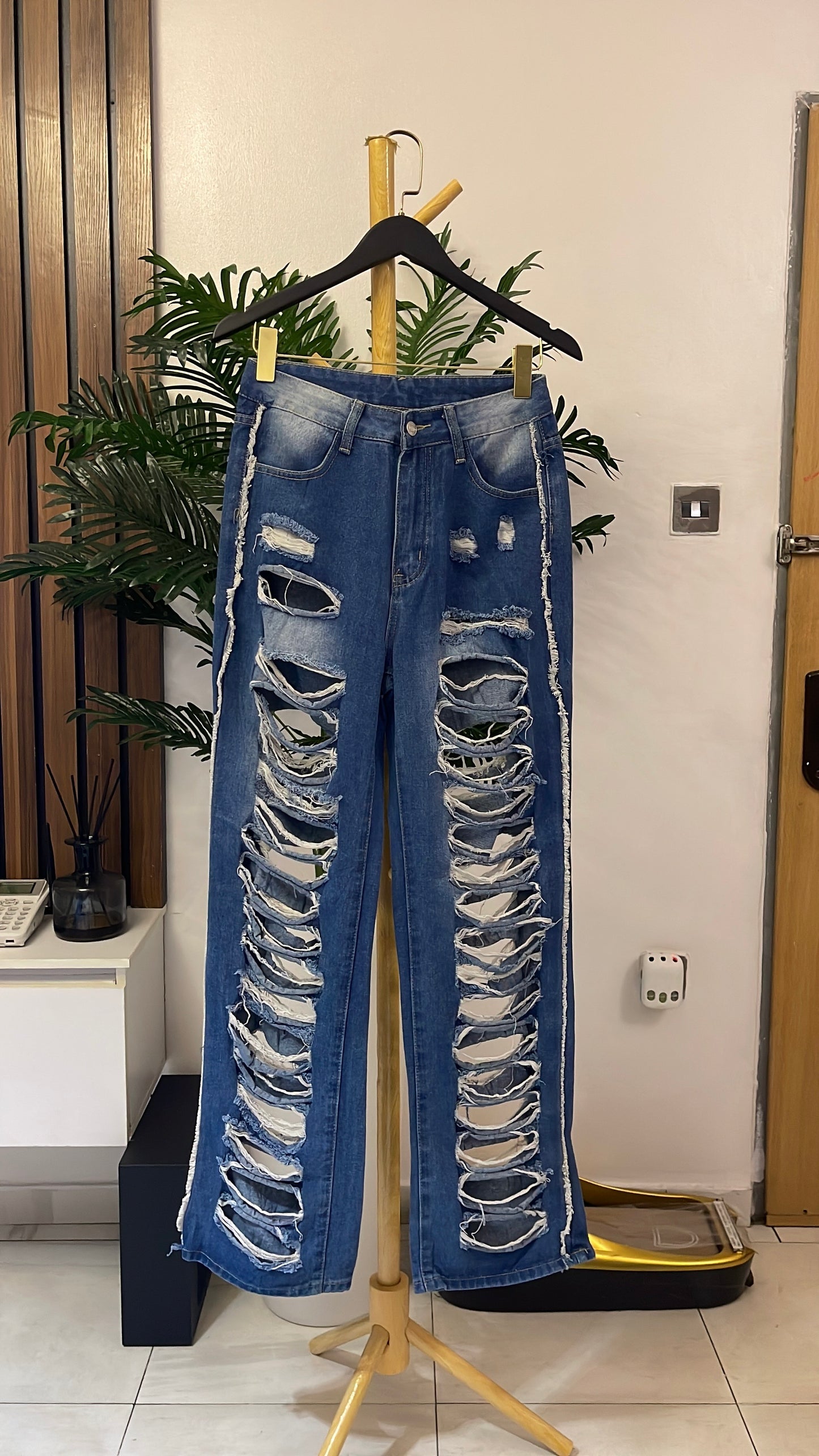Blue Ripped Baggy Jeans