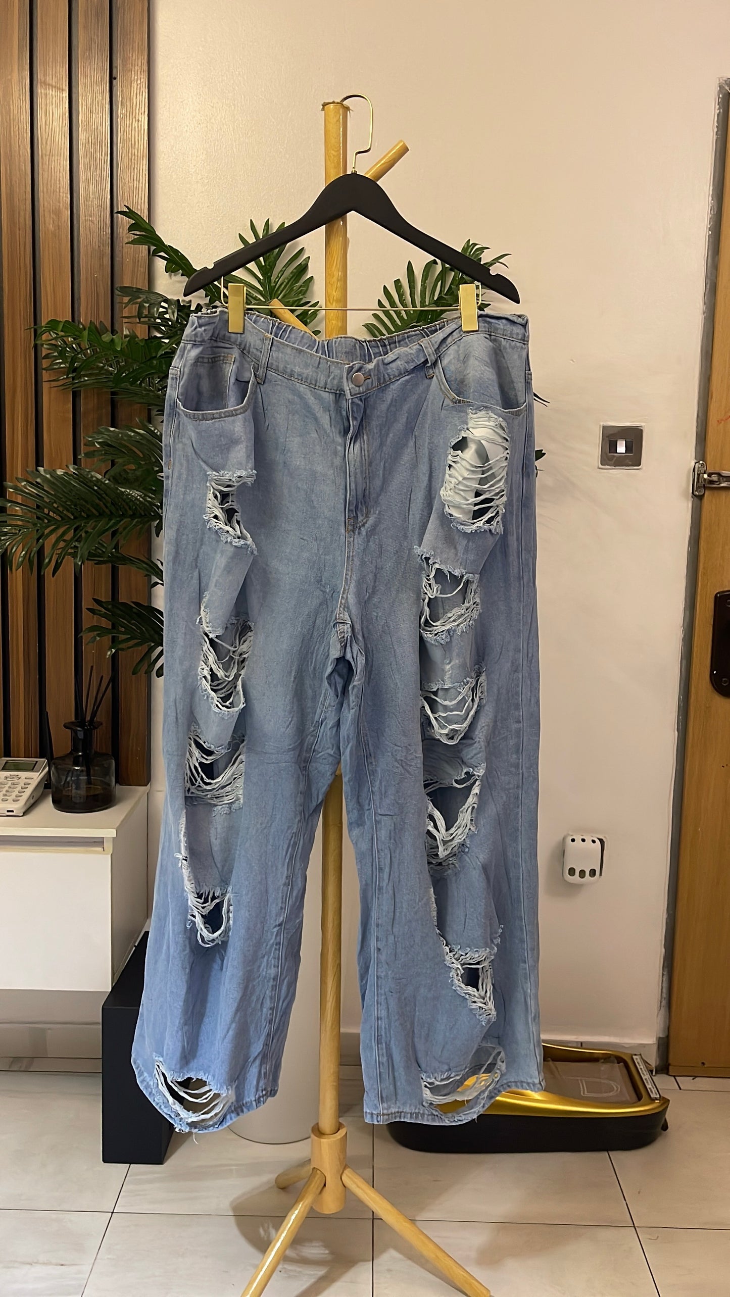 Blue Ripped Baggy Jeans