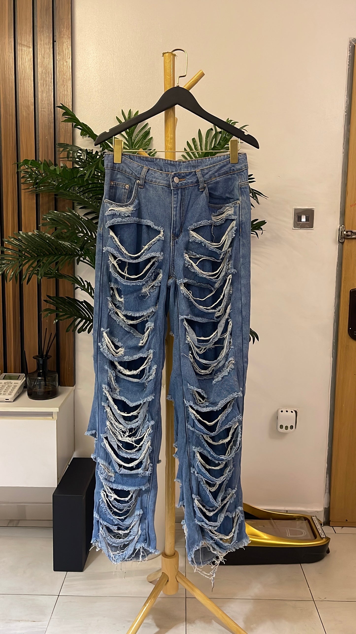Blue Ripped Baggy Jeans
