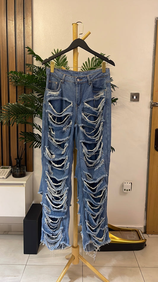 Blue Ripped Baggy Jeans