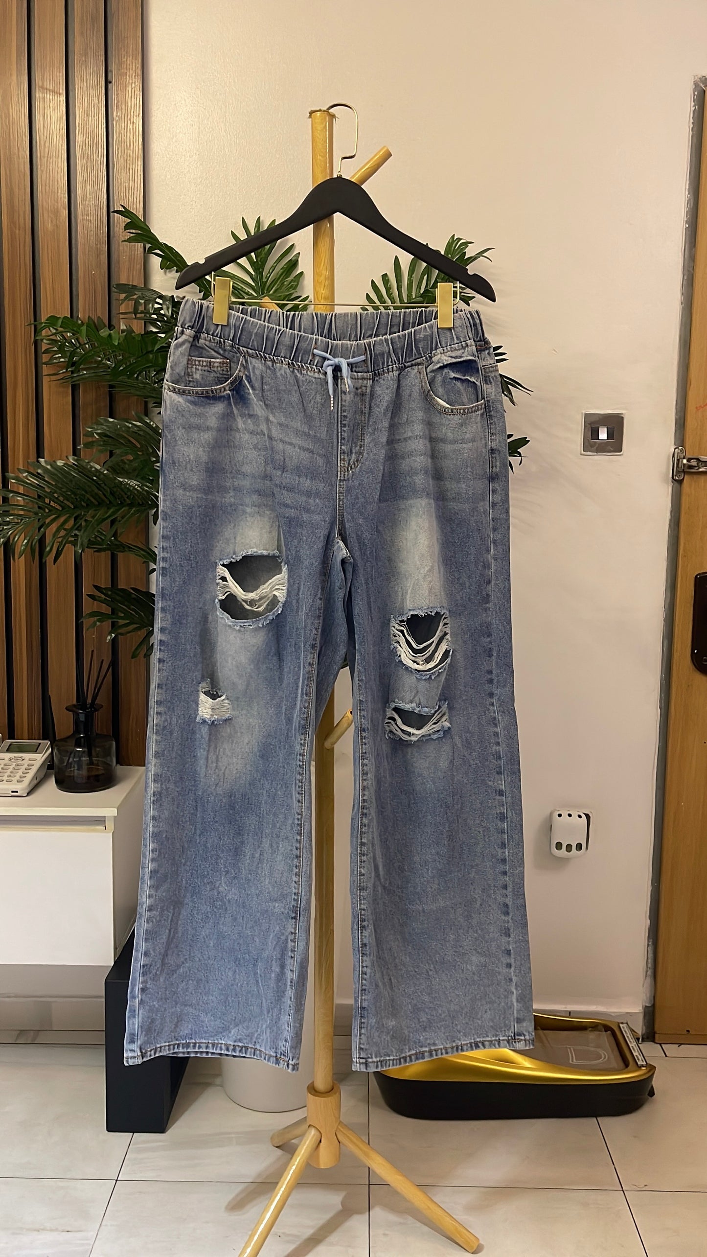 Blue Ripped Baggy Jeans