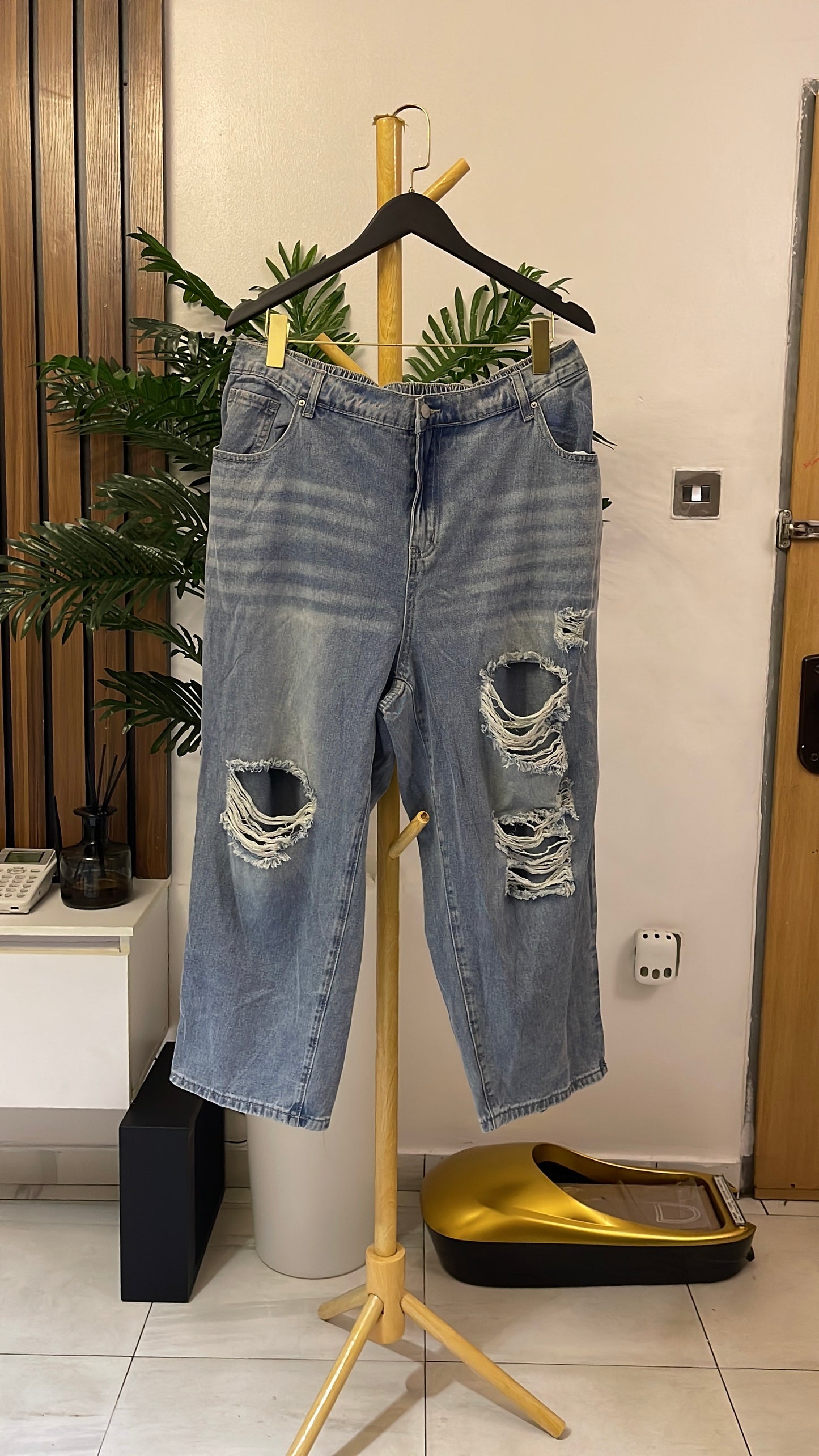 Blue Ripped Mom Jeans