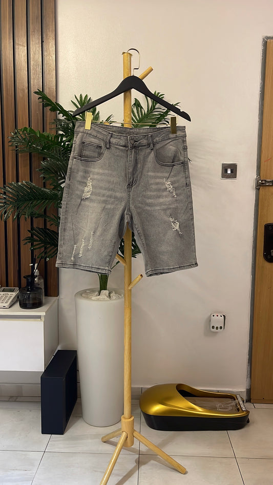 Gray Ripped Jort