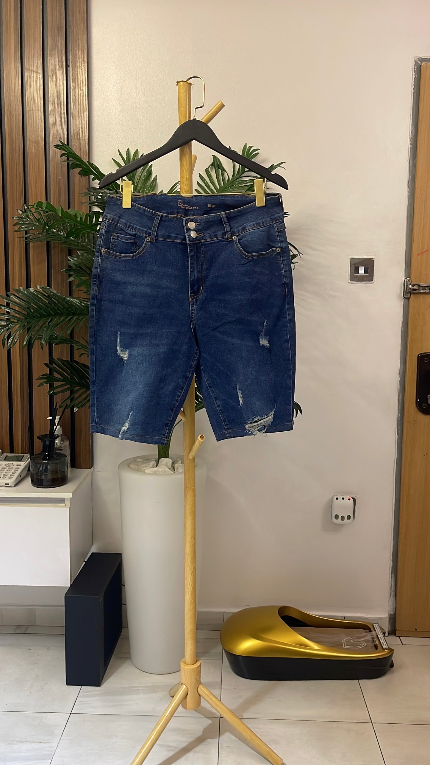 Blue Ripped Jort