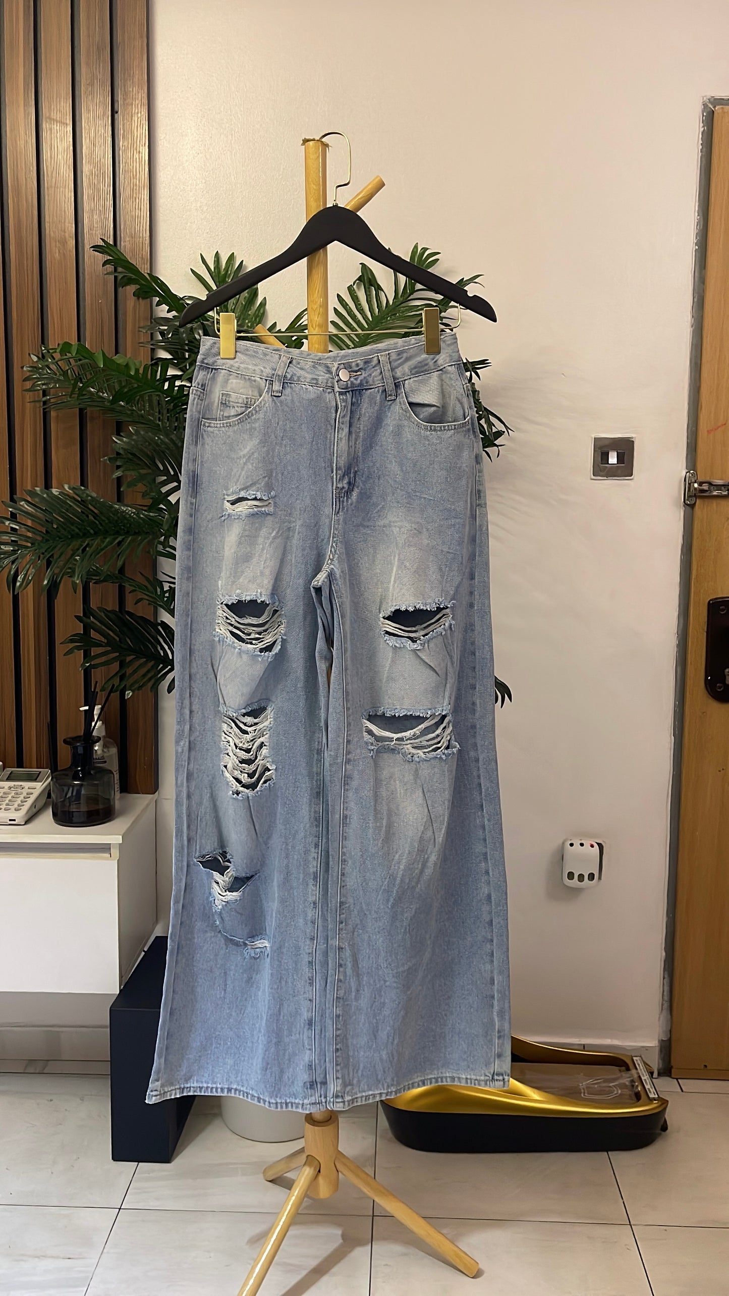 Blue Ripped Baggy Jeans