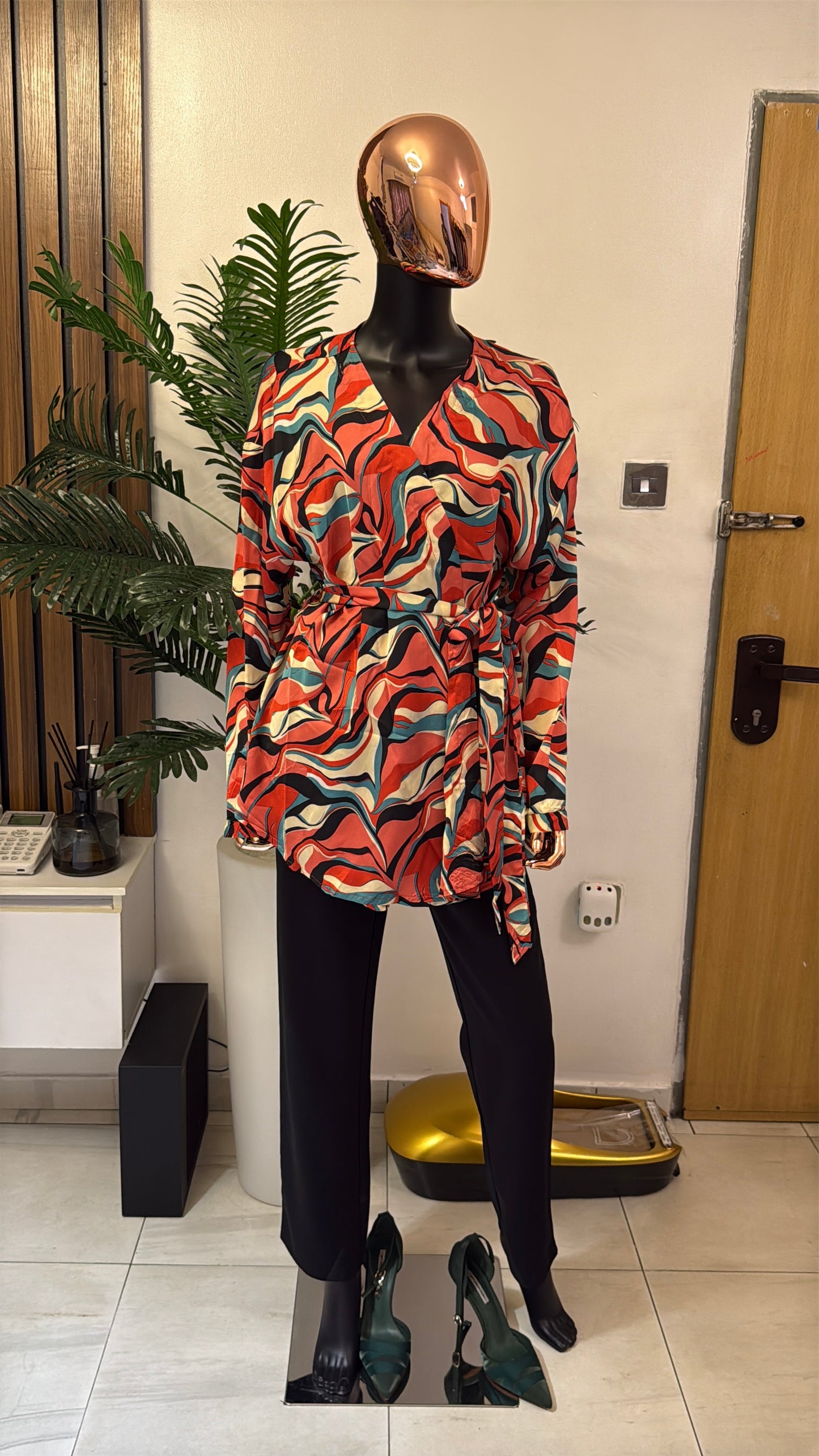 Multicolored Wrap Blouse