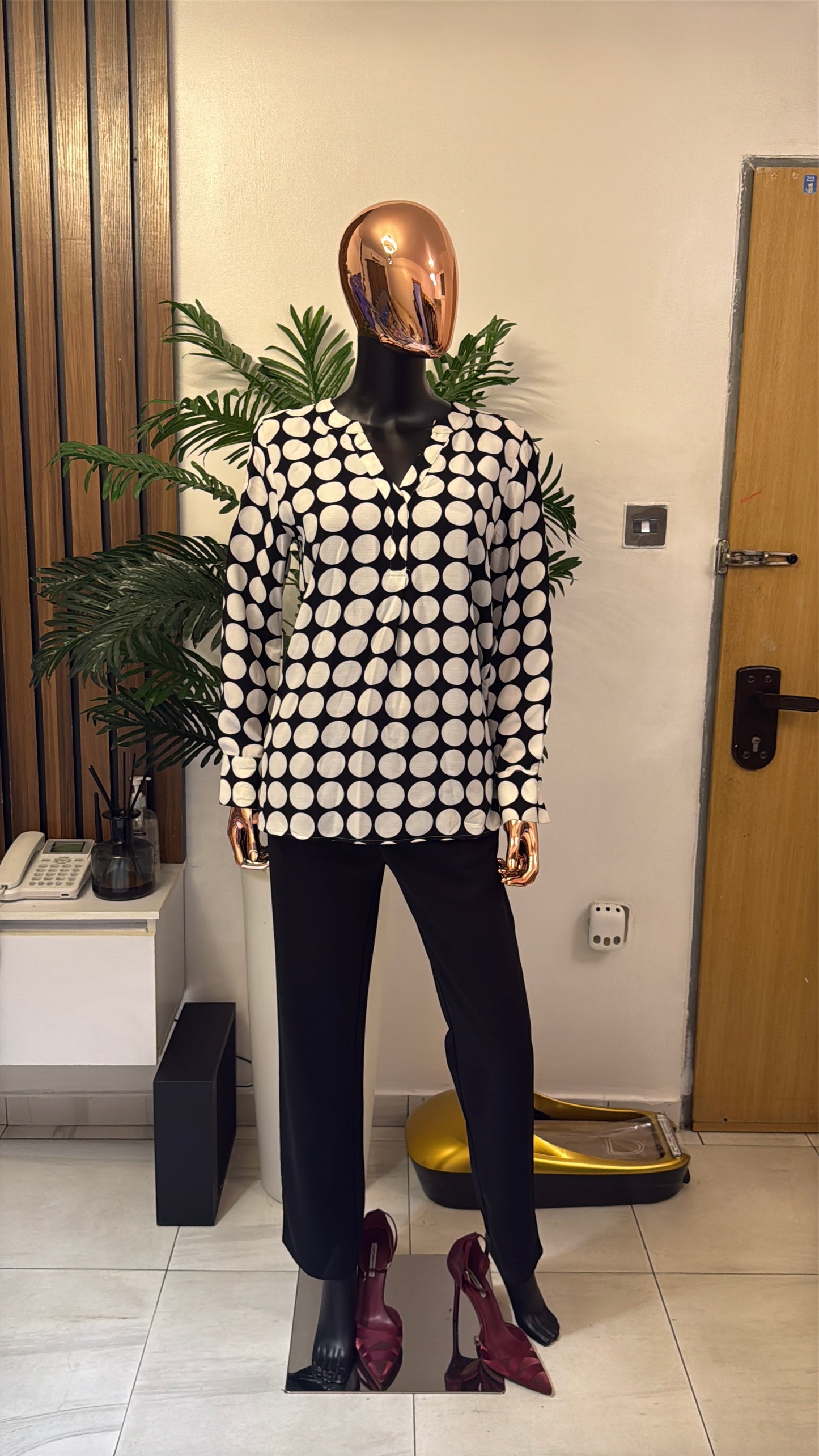 White and Black Blouse