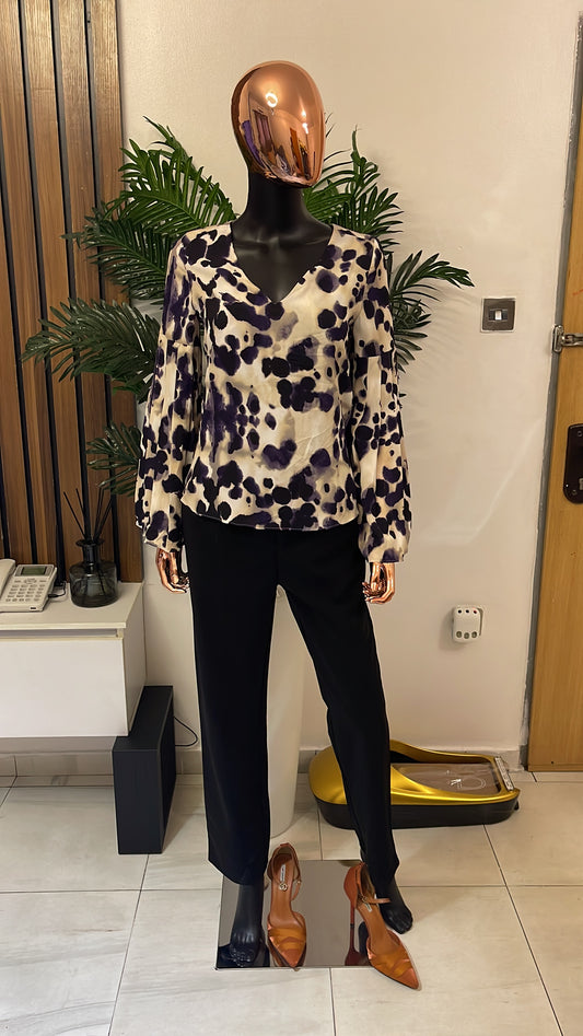 Purple and Cream Blouse