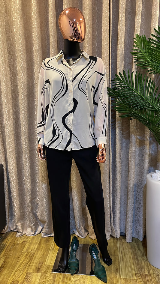 White and Black Blouse
