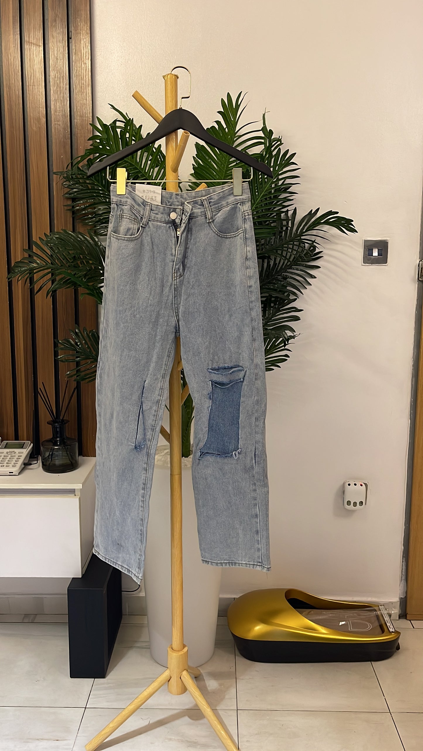 Blue Ripped Boyfriend Jeans