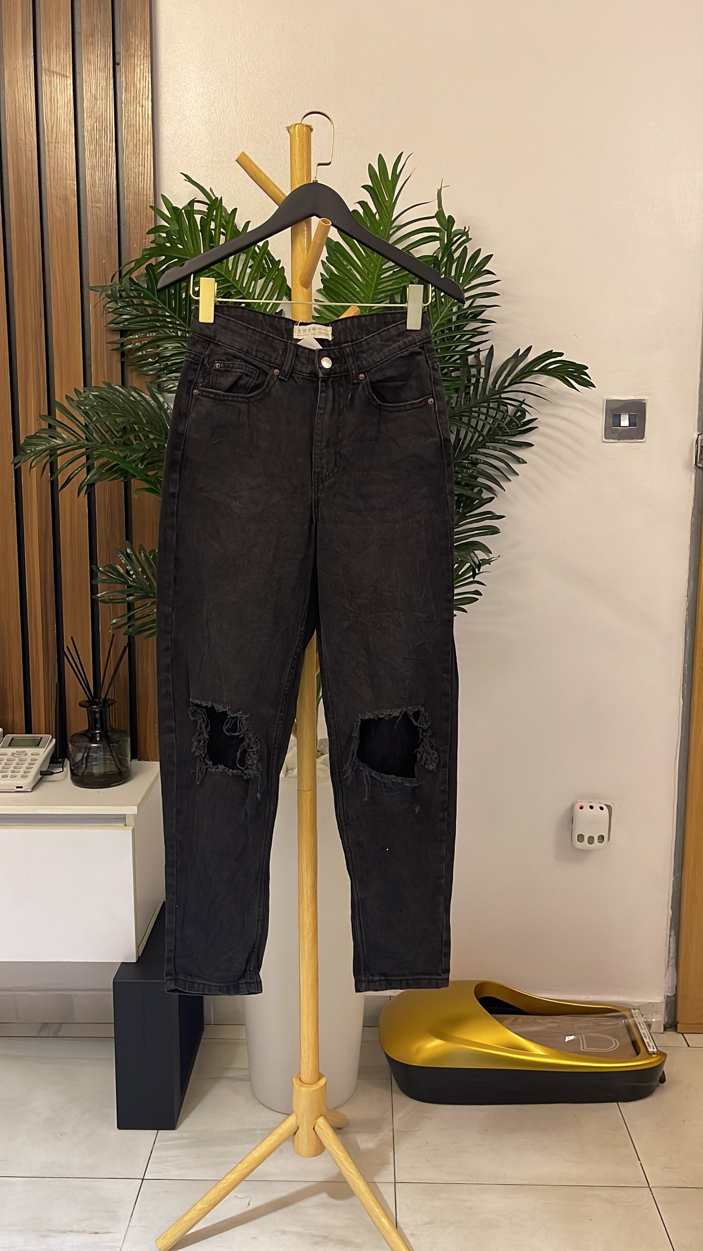 Gray Ripped Boyfriend Jeans