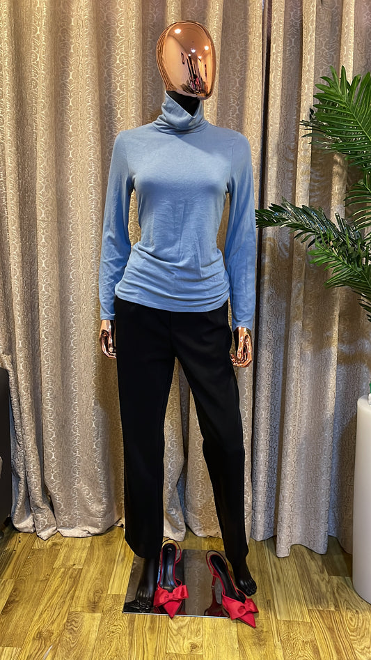 Blue Turtleneck Top