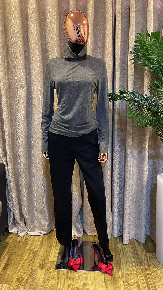 Gray Turtleneck Top