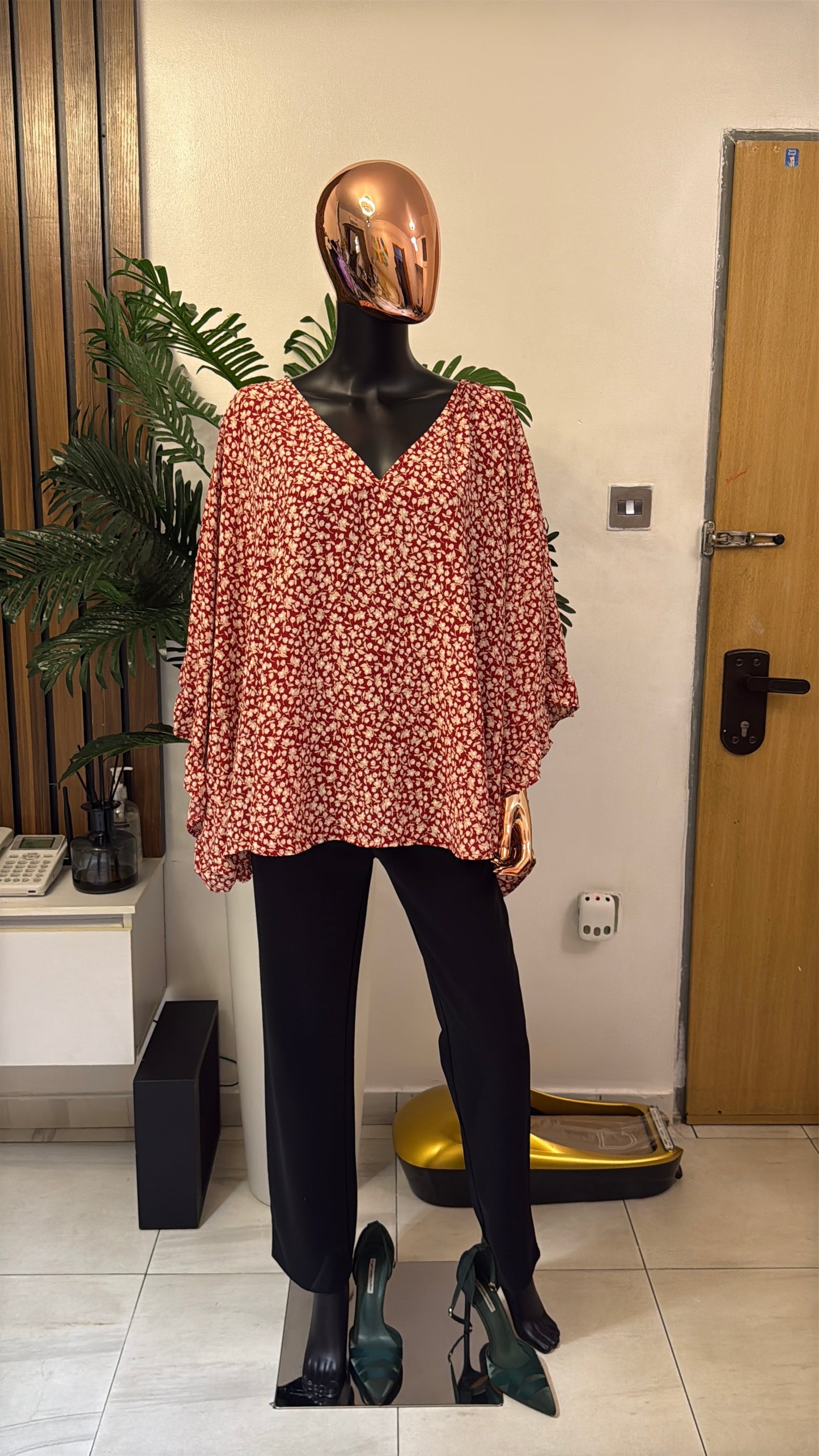 Red Poncho Blouse