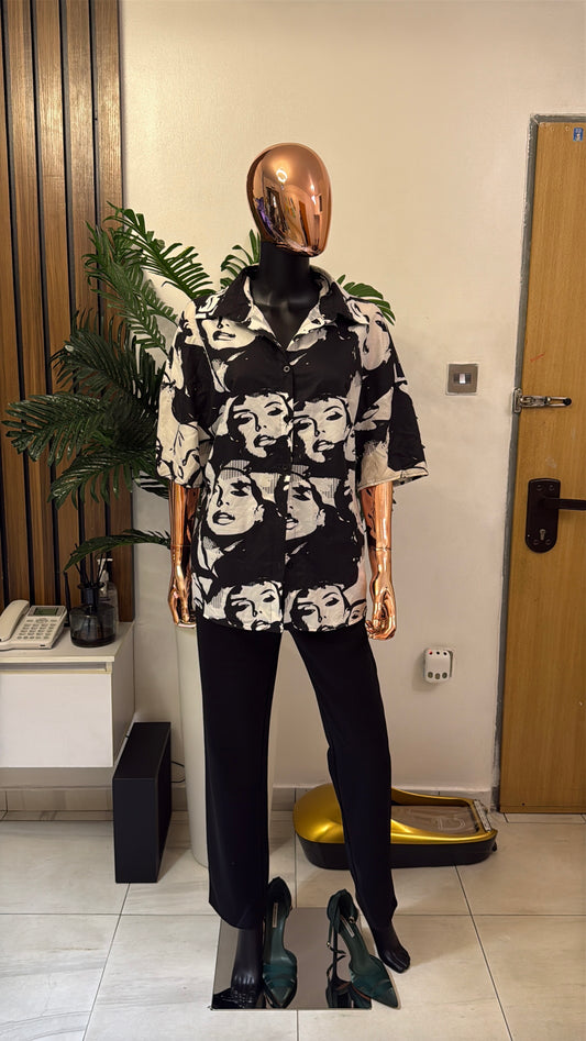 Black and White Blouse