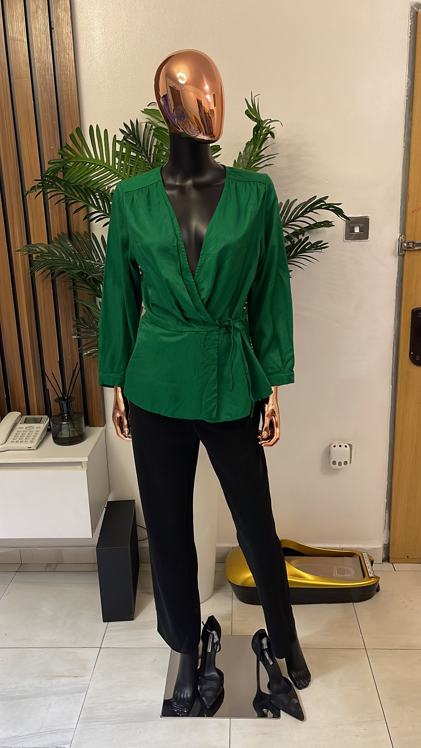Green Wrap Blouse