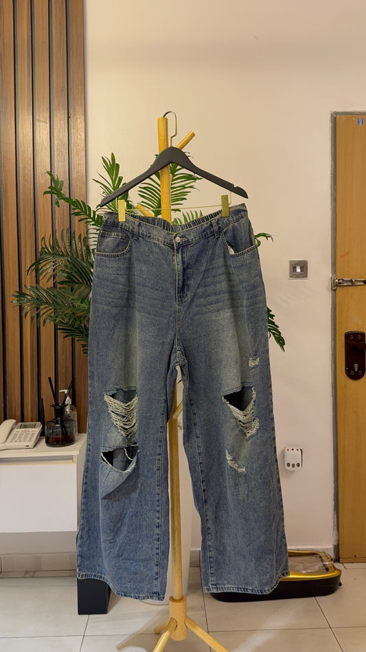 Blue Ripped Baggy Jeans