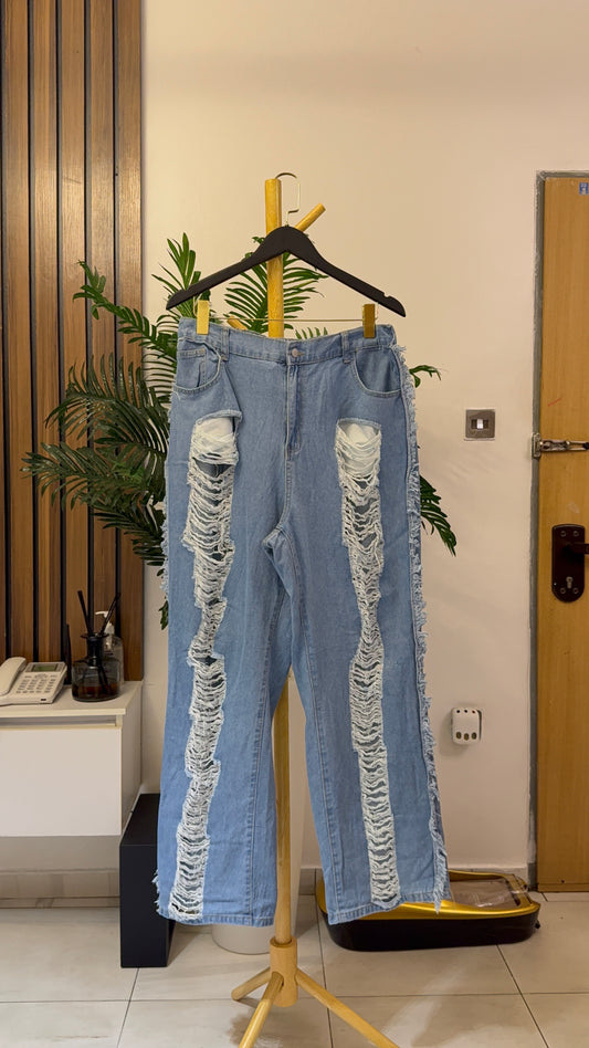 Blue Ripped Baggy Jeans