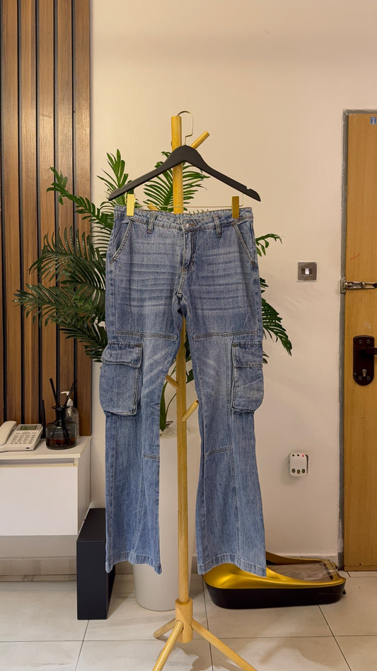 Blue Combat Bootcut Jeans