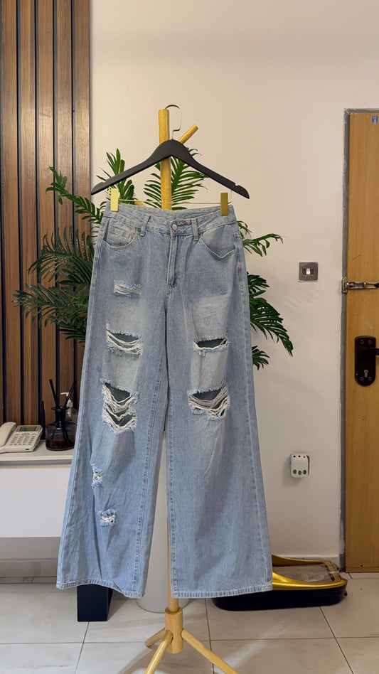 Blue Ripped Baggy Jeans