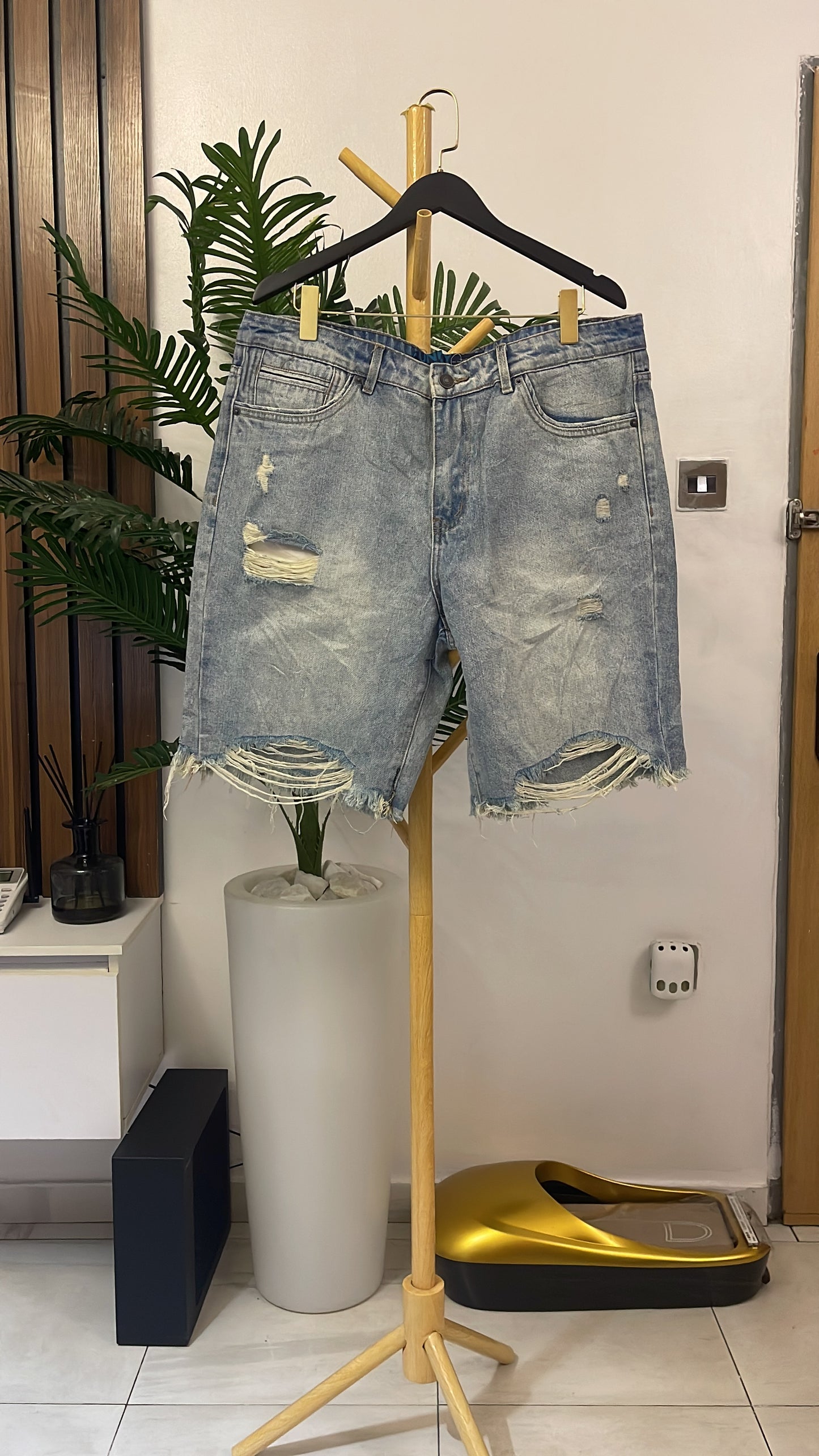 Blue Ripped Jort