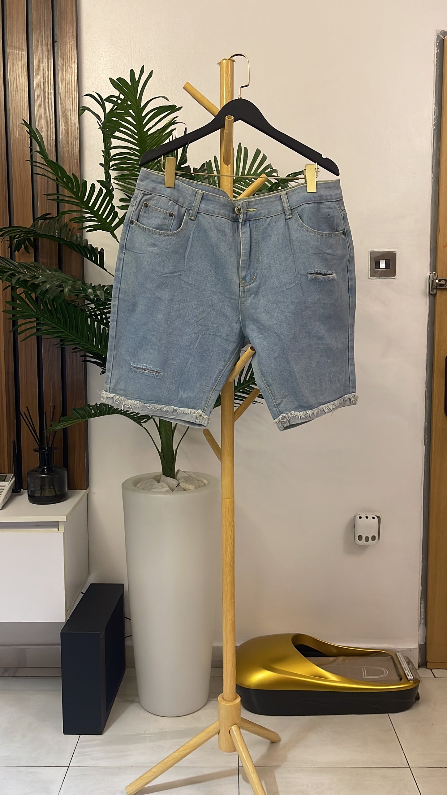 Blue Ripped Jort