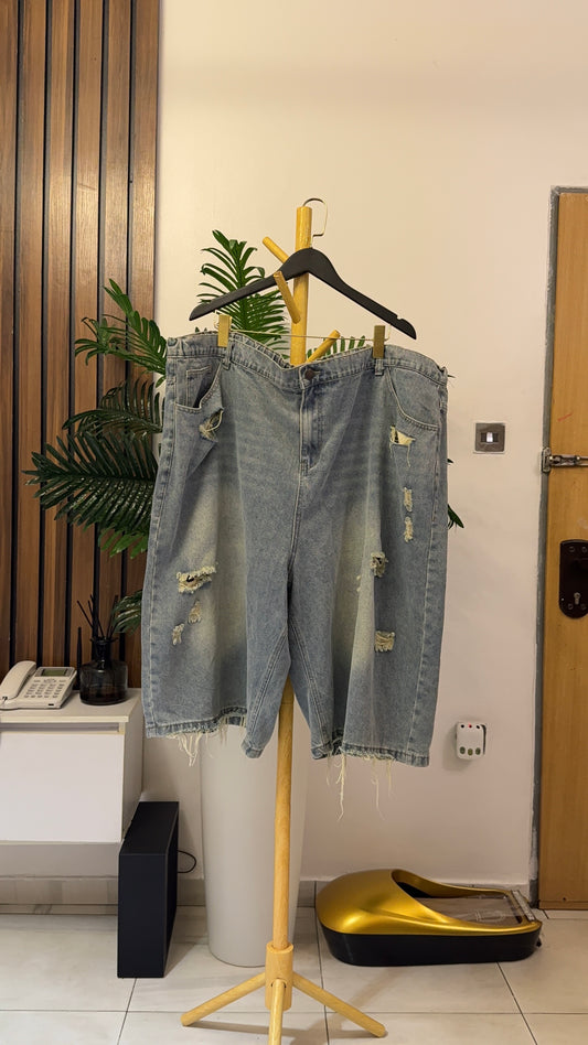 Blue Ripped Jort