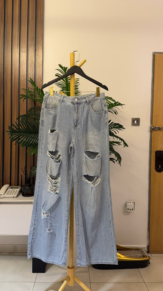Blue Ripped Baggy Jeans