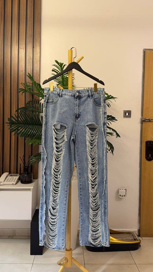 Blue Ripped Baggy Jeans