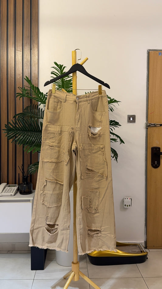 Brown Ripped Baggy Jeans