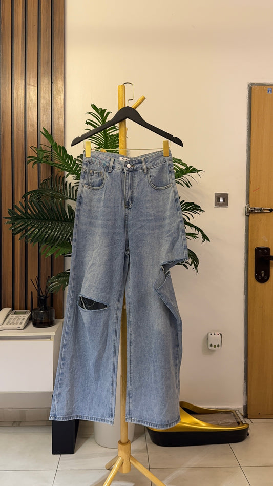 Blue Ripped Baggy Jeans